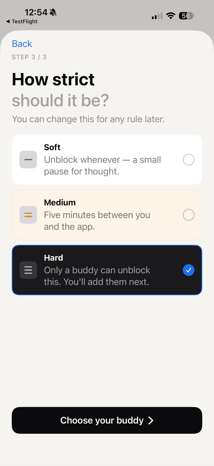 Choosing between Soft, Medium and Hard lock levels